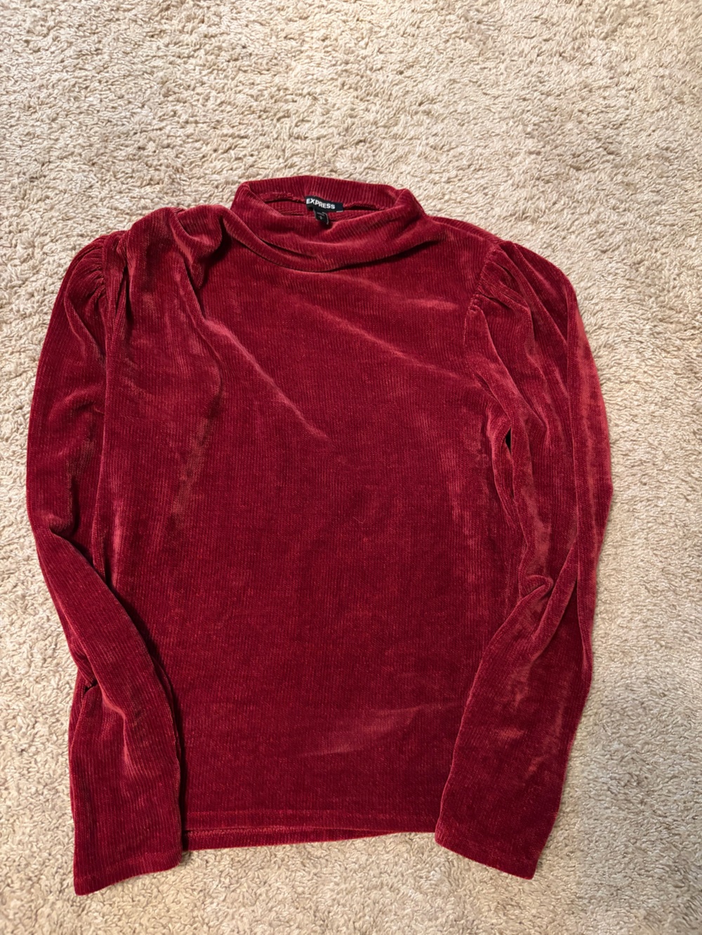 Express Men's Burgundy Velvet Crewneck Sweater